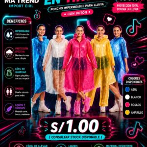 poncho impermeable para lluvia con botón