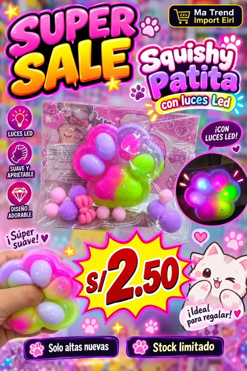 Squishy Patita con Luces LED